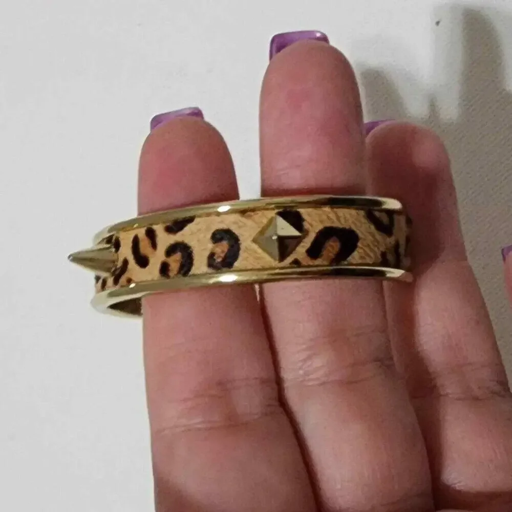 TRreska leopard print studded cuff bracelet new!!!